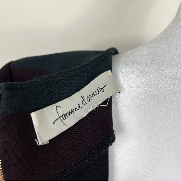 FEMME D'ARMES Striped Crew Neck Long Sleeve High Low Top Zipped Cuffs Size Small - Picture 7 of 10